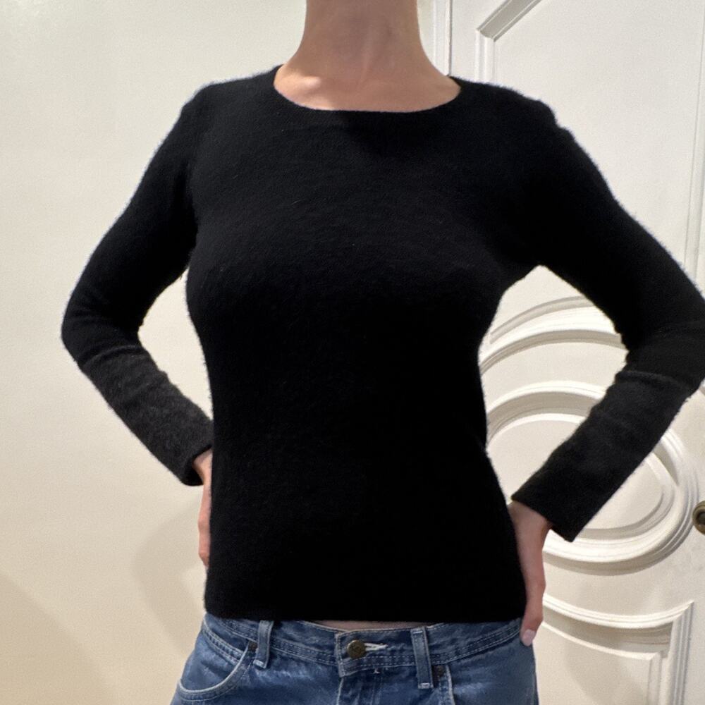 GINGER Women's Black Solid Knit Crewneck Long Sleeve Pullover Sweater Size S